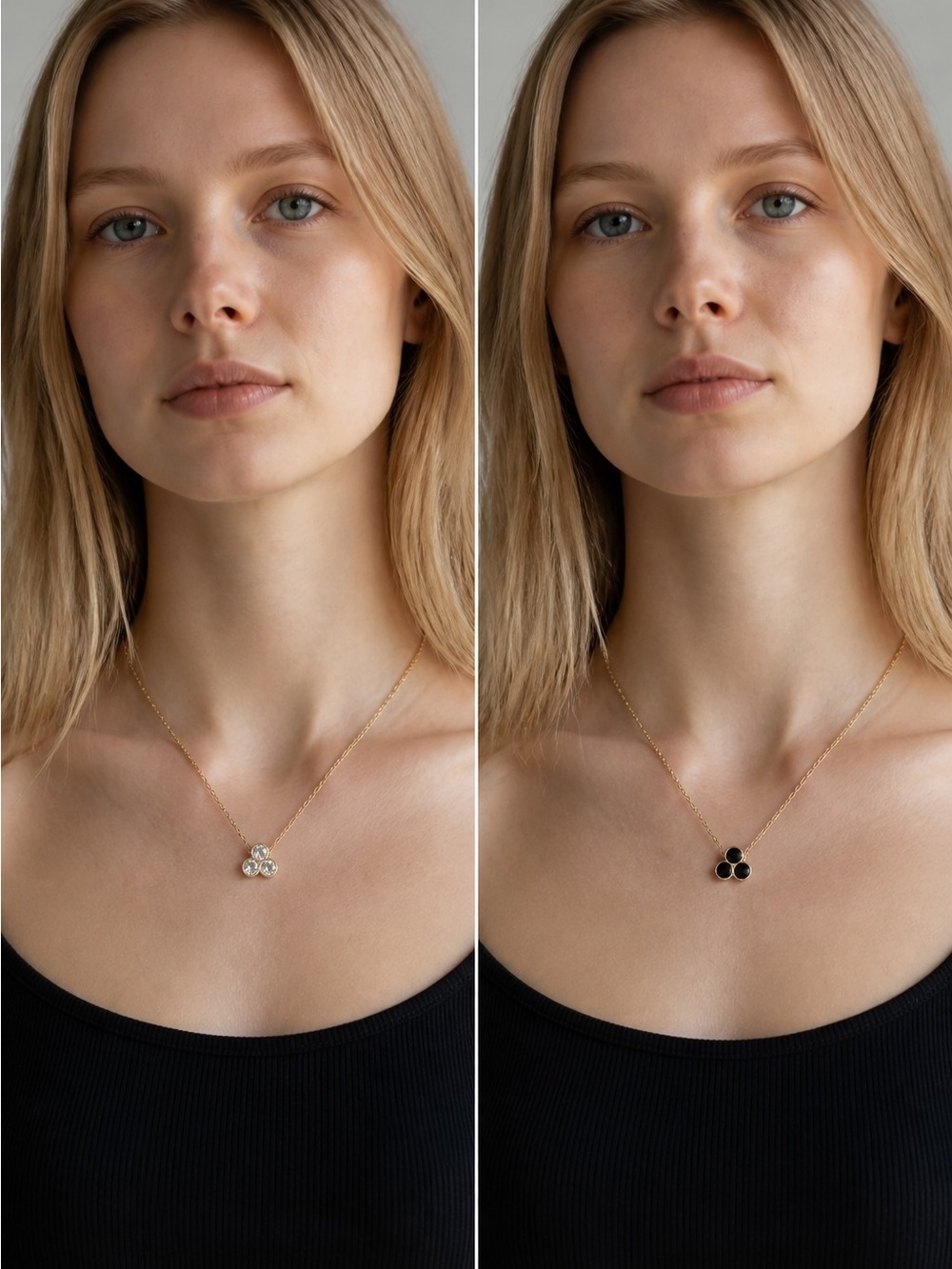 Dual sided necklace one side is clear one side is black
